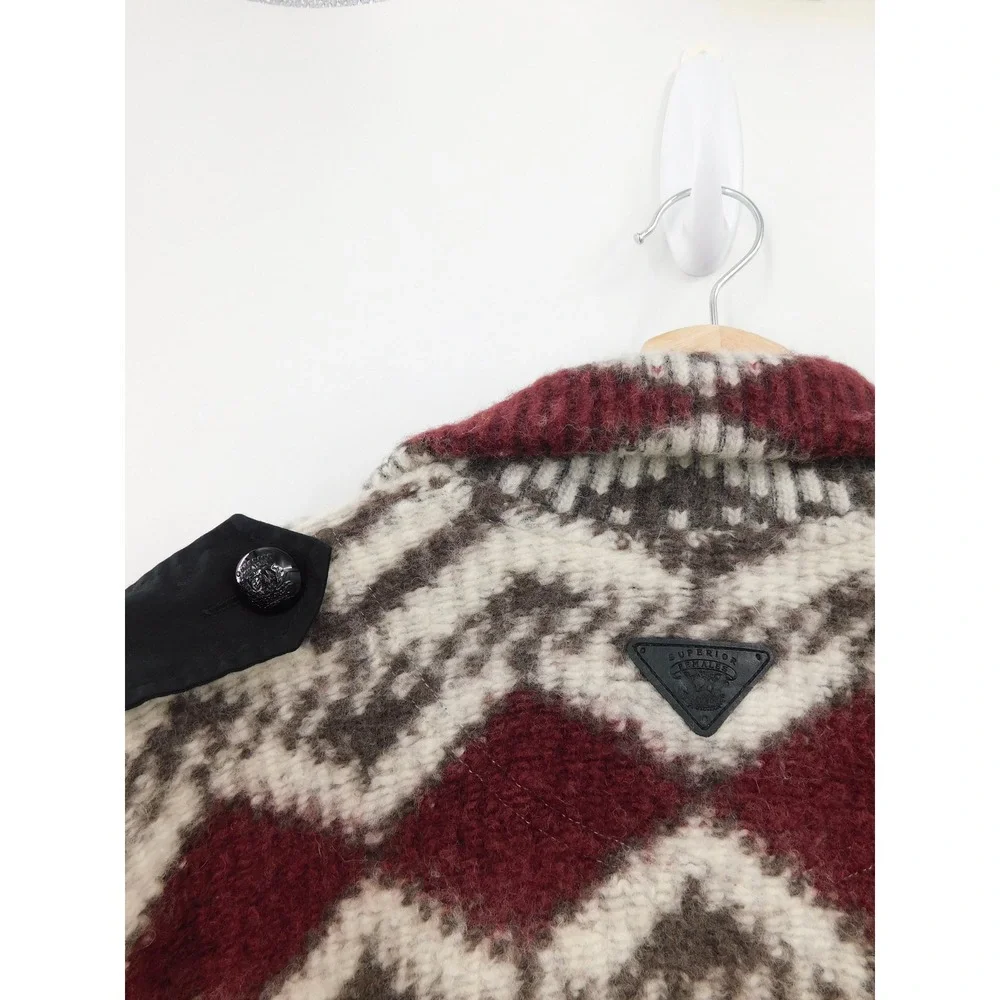 Diesel Women's Wool Blend Aztec Knit Sleeveless Cardigan Vest‎